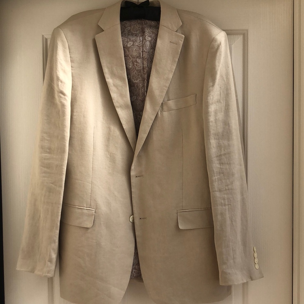 Ralph Lauren Tan Sport Blazer with Textured Linen Blend